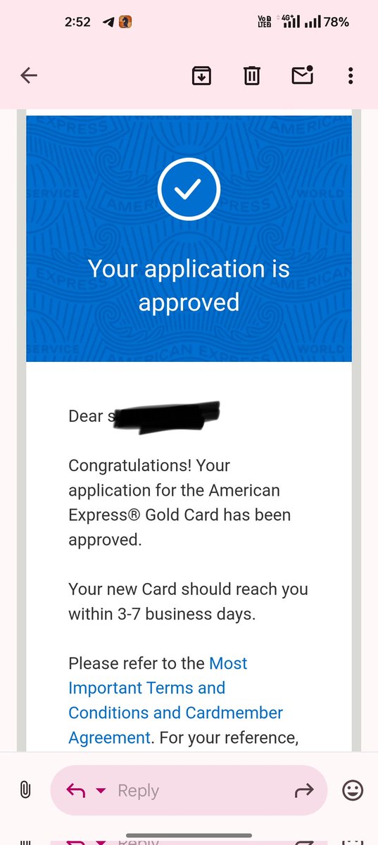 iLazyBrat's tweet photo. Thank you for sharing the referral @iSatishAgarwal . My card is approved. Please share the tips if you have any to make the best use of. #AMEXGoldCard 😁 https://t.co/Fksh6u8SYG