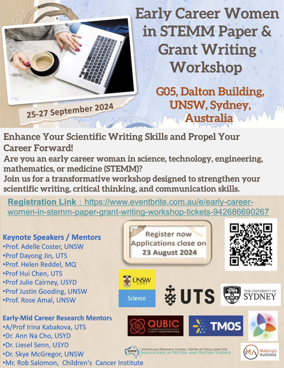 Amani Gharbieh Alghalayini (@amanialghalayni) on Twitter photo Registration Now Open: 2024 Early Career Women in STEMM Paper & Writing Workshop!
<a href="/UTSEngage/">UTS</a> <a href="/WomenInSTEMM_AU/">Women in STEMM Aust</a> <a href="/Amy_Fu_2022/">Amy Libing Fu</a> Registration Now Open: 2024 Early Career Women in STEMM Paper & Writing Workshop!
<a href="/UTSEngage/">UTS</a> <a href="/WomenInSTEMM_AU/">Women in STEMM Aust</a> <a href="/Amy_Fu_2022/">Amy Libing Fu</a>