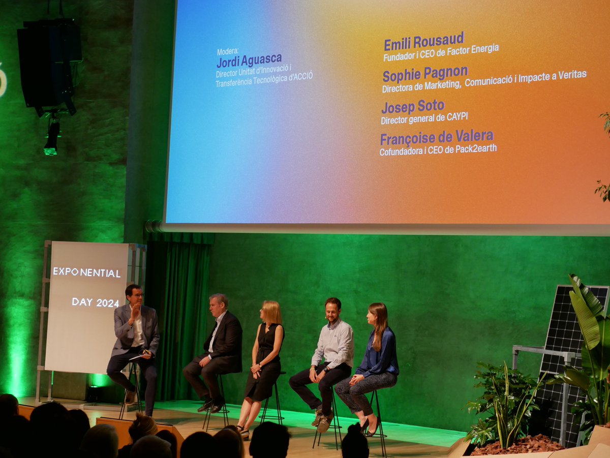accio_cat's tweet photo. @Ecoveritas @ivanbofarull @harrycircular @HolaMariola @empresacat @SepSoto @f_de_valera @rogertorrent @jordiaguasca @JoanRomeroC @pnud 💥 Com que la innovació no hi entén de mides, a l’#ExponentialDay24 coneixem 4 projectes catalans d’innovació disruptiva des de grans empreses fins startups.
Les empreses @factorenergia, @veritas, #Pack2earth i #CAYPI ens expliquen com contribueixen a desafiar el repte climàtic. https://t.co/vYCYGb3hGJ