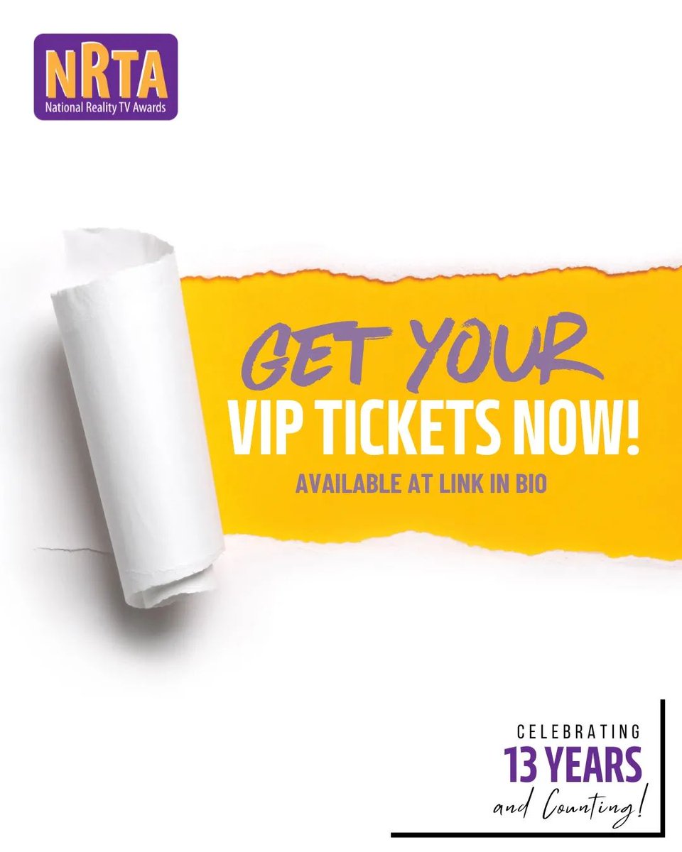 🎟️ Limited tickets available before we sell out! Don't miss your chance to be part of the 13th Edition of the #NRTA. Grab yours now at :  ticketrepublic.org/event/national… 🎉✨ #NationalRealityTVAwards #LimitedTickets
