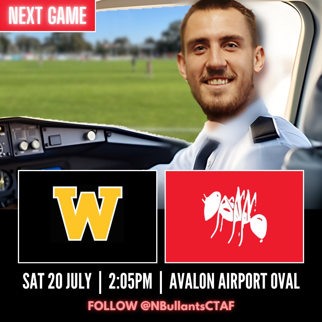NBullantsCTAF's tweet photo. This is your captain speaking 👨‍✈️ We’re landing at Avalon Airport Oval THIS SATURDAY to take on Werribee https://t.co/vaqudUArow