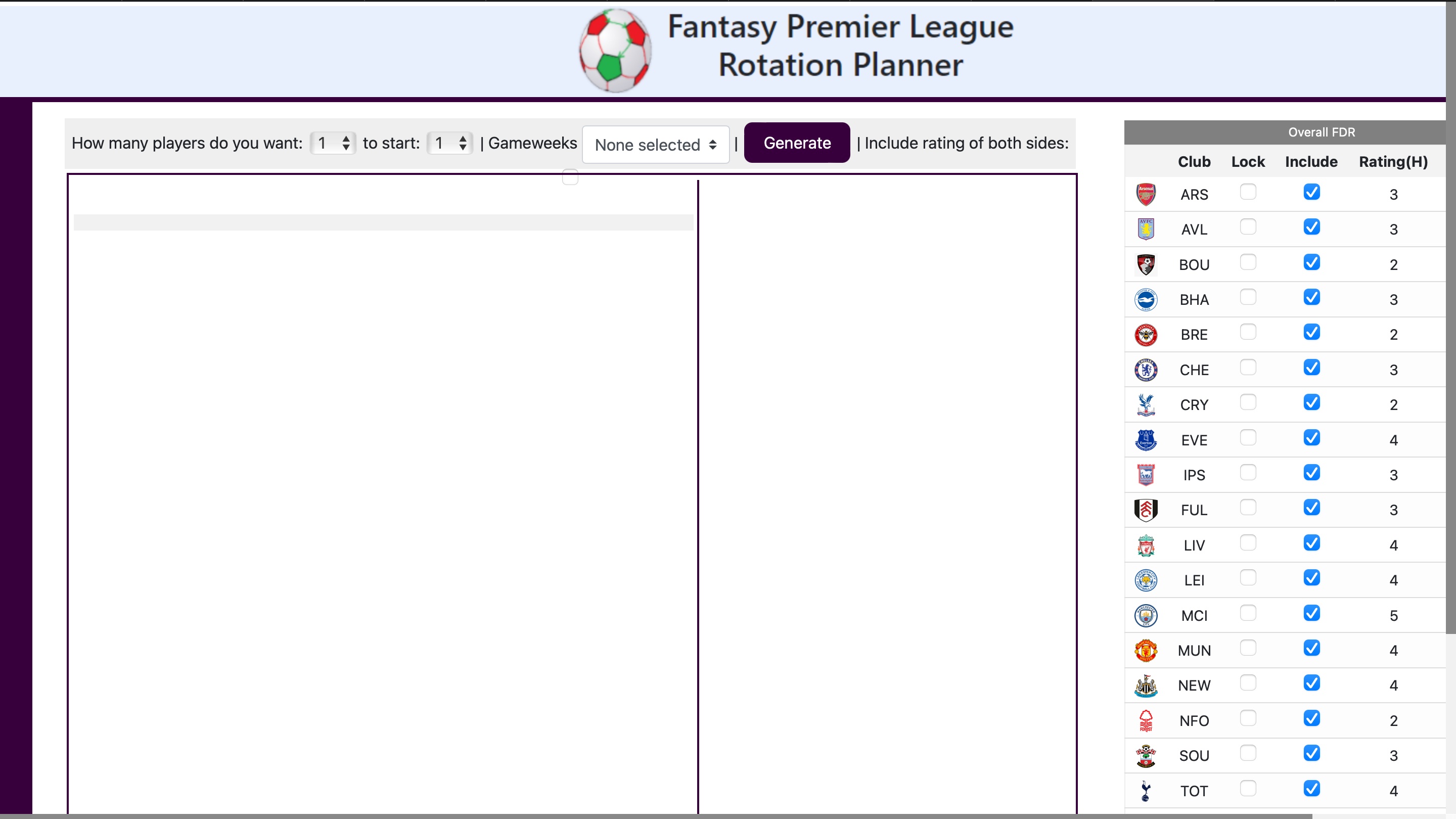 Harry on X: &ldquo;Really could do with FPL Rotation Planner updating 
