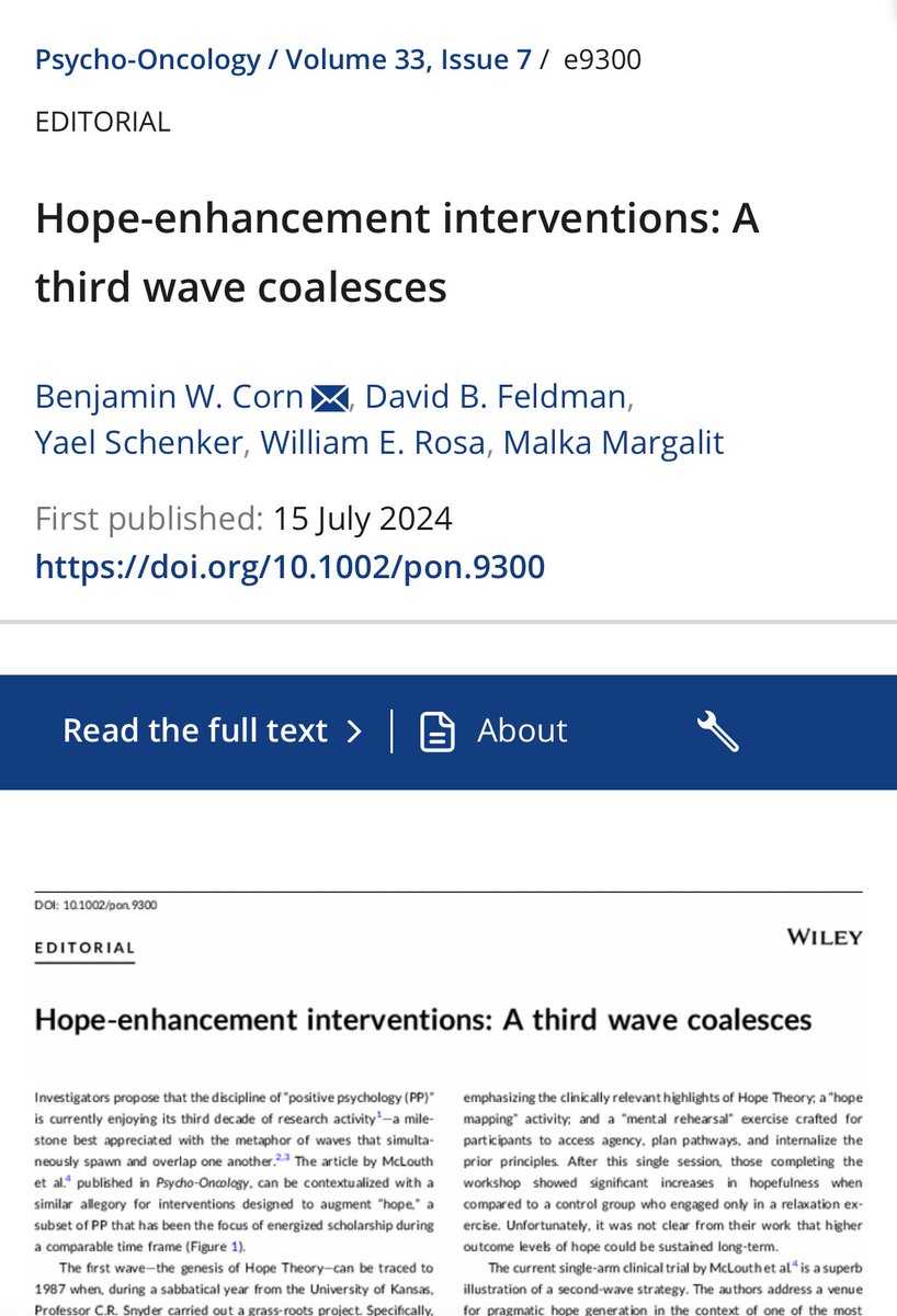 Psycho-Oncology (@psyonc) on Twitter photo Exploring hope in cancer care: From historical roots (1st wave) to current trials like 'Pathways' (2nd wave), enhancing hope shows promise for QOL & survival
The future (3rd wave) lies in… Check out this editorial <a href="/PsyOnc/">Psycho-Oncology</a> <a href="/BillyRosaPhD/">Billy Rosa, PhD, MBE, APRN</a> @SchenkerYael
onlinelibrary.wiley.com/doi/10.1002/po… Exploring hope in cancer care: From historical roots (1st wave) to current trials like 'Pathways' (2nd wave), enhancing hope shows promise for QOL & survival
The future (3rd wave) lies in… Check out this editorial <a href="/PsyOnc/">Psycho-Oncology</a> <a href="/BillyRosaPhD/">Billy Rosa, PhD, MBE, APRN</a> @SchenkerYael
onlinelibrary.wiley.com/doi/10.1002/po…