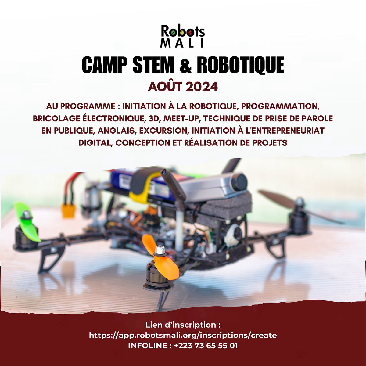 ROBOTSMALI1's tweet image. 🌟 Initiez vos enfants à la robotique pour développer leur créativité et leurs compétences technologiques essentielles au futur ! 🚀 

Lien d&apos;inscription : app.robotsmali.org/inscriptions/c…

INFOLINE : +223 73 65 55 01 

#RobotsMali #Éducation #Innovation