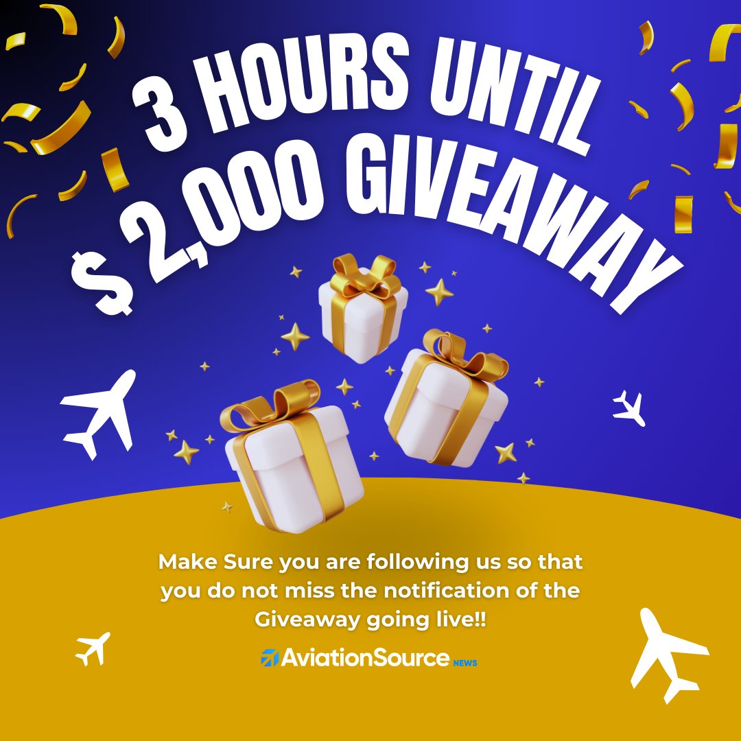 AvSourceNews's tweet photo. ✈️✈️✈️3 HOURS TO GO!✈️✈️✈️
Our giveaway for over $2,000 worth of flight vouchers goes live at 3pm UK time this afternoon!
Be sure to keep an eye out across all of our social feeds to find out how to win!
#AviationSource #Giveaway #AvGeek https://t.co/YcJeLC1QH3