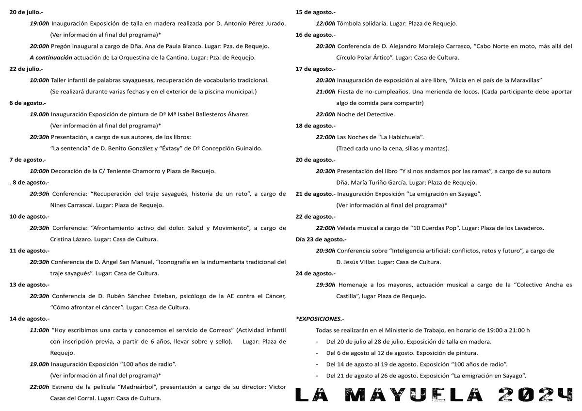 alvaro_sleon's tweet photo. Mayueleras y mayueleros. Me llena de orgullo y satisfacción mostrar  este programón. Ahí lo dejo, para que salga el mundo "alante". @LaMayuela,@dipuzamora,@opiniondezamora, @Zamora24horas, @hoyxhoyzamora,@La8Zamora,@lorenzoferrero,@news_zamora,@Zamora3punto0,@pueblosdesayago https://t.co/qhOpgfUroh