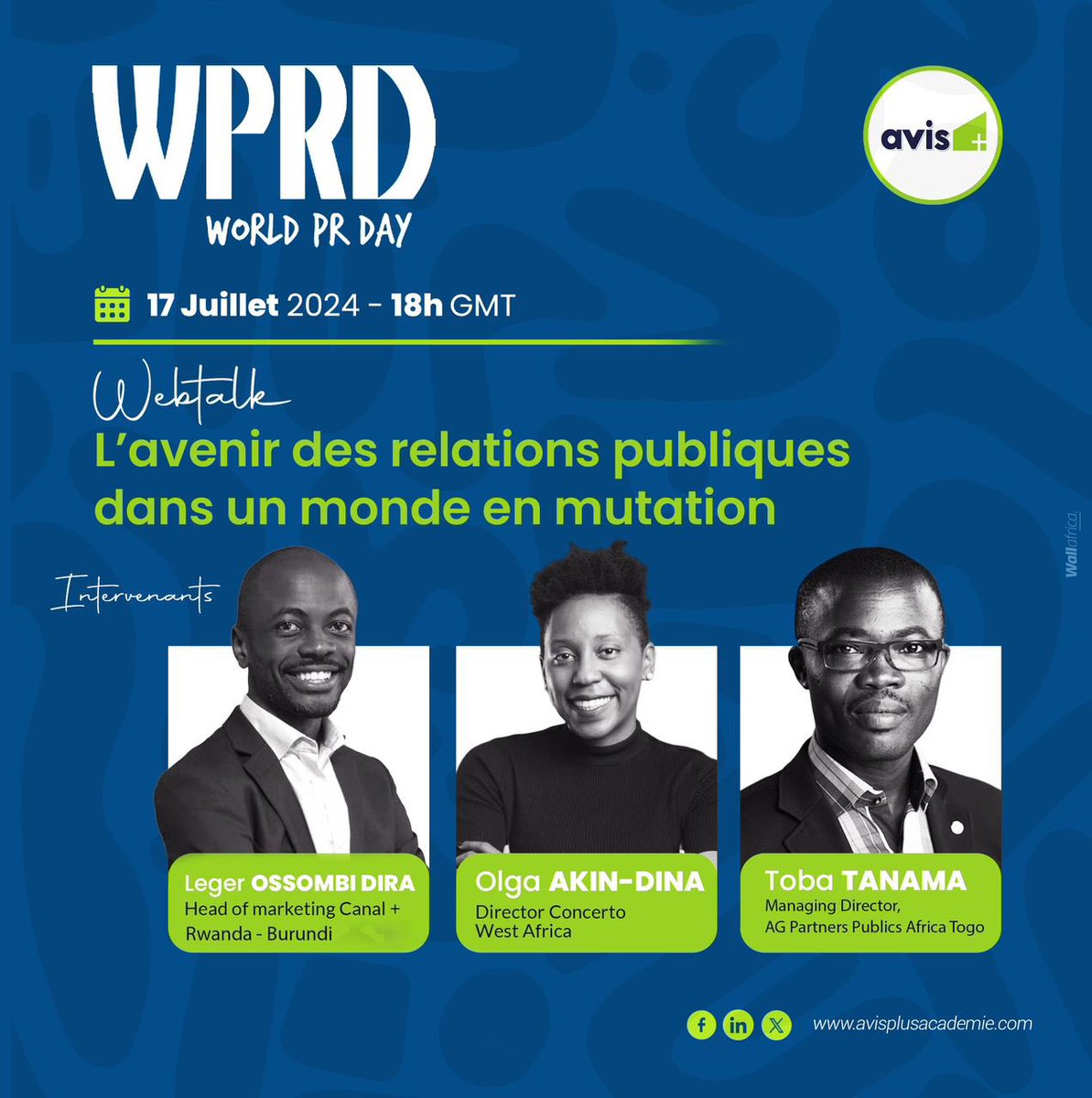 Webinaire Gratuit : L’avenir des #Relations Publiques dans un Monde en Mutation
#WPRDay #PublicRelations #Communication 

#Avis+ vous invite à son webinaire gratuit, pour célébrer la Journée mondiale des relations publiques.

Nous aurons l'honneur d'accueillir trois leaders