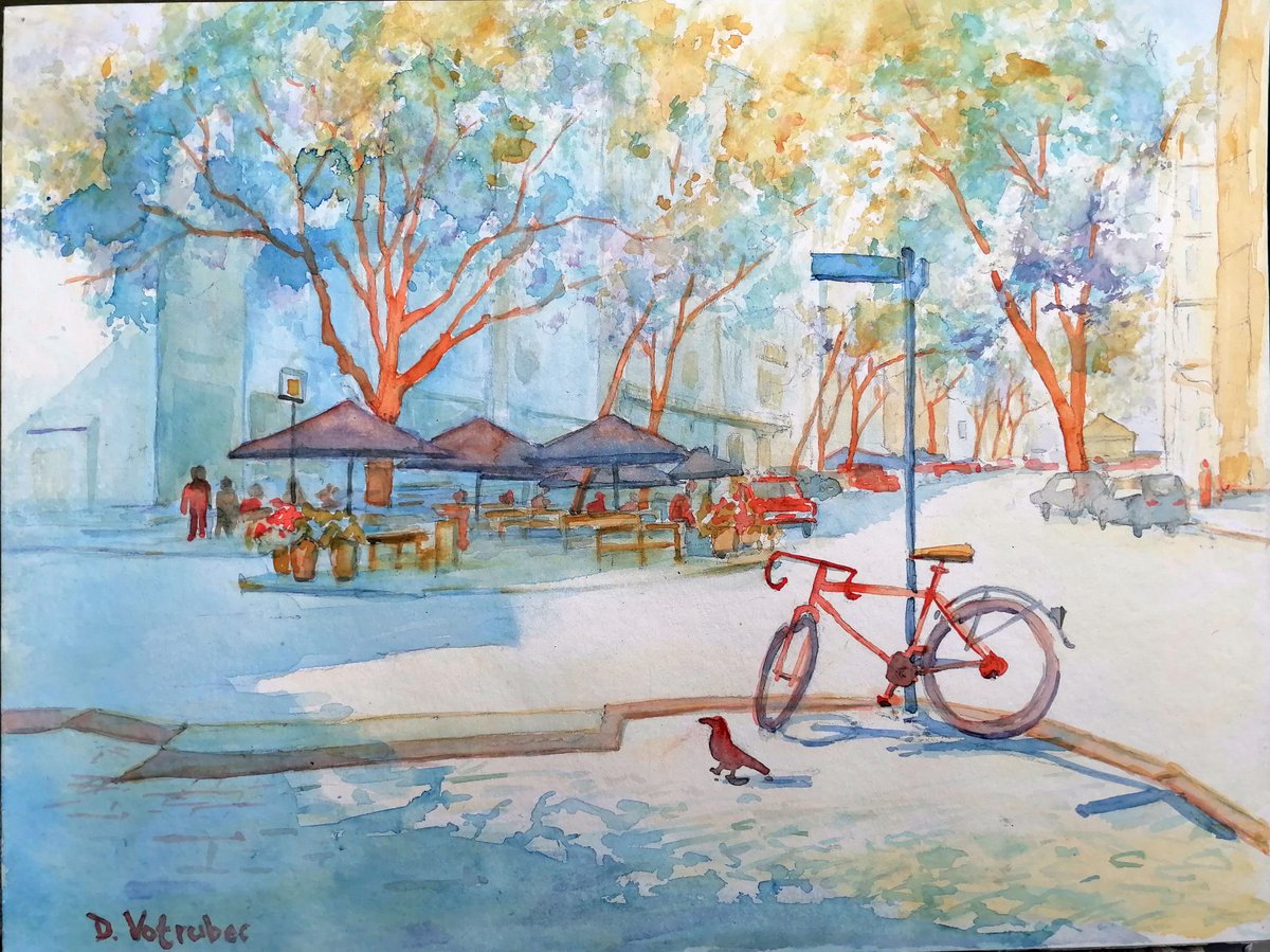 My newest aquarelle painting from my recent road trip accross Germany. This one is from Leipzig. When the afternoon rainstorm hit I had to run to the restaurant you can see in the picture :P #art