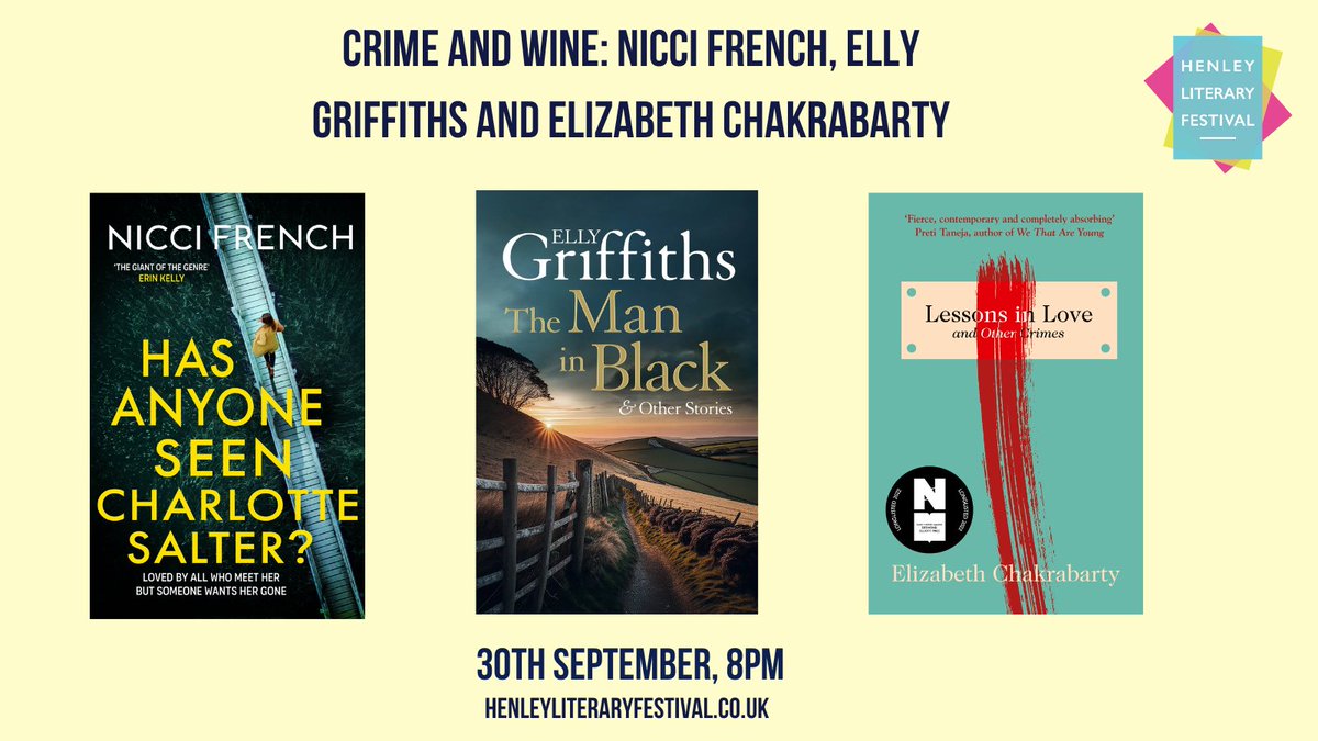 The Indigo Press (@pressindigothe) on Twitter photo Henley Literary Festival's infamous CRIME AND WINE night is back with a bang this month, with authors <a href="/DrNChakrabarty/">Elizabeth Chakrabarty</a>, Elly Griffiths and Nicci French in conversation with Amanda Jennings โ ๏ธ
Hope to see you there!
henleyliteraryfestival.co.uk/events/crime-aโฆ <a href="/HenleyLitFest/">Henley Literary Festival</a> Henley Literary Festival's infamous CRIME AND WINE night is back with a bang this month, with authors <a href="/DrNChakrabarty/">Elizabeth Chakrabarty</a>, Elly Griffiths and Nicci French in conversation with Amanda Jennings โ ๏ธ
Hope to see you there!
henleyliteraryfestival.co.uk/events/crime-aโฆ <a href="/HenleyLitFest/">Henley Literary Festival</a>