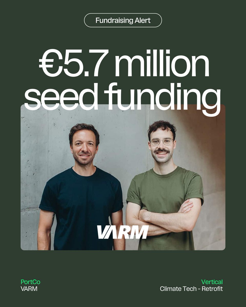 We're excited to continue supporting #VARM in their €5.7 million Seed round after co-leading their previous round last year 🚀

Read VARM's release to find out more about the European Insulation Champion varm.earth/wissen/varm-se…