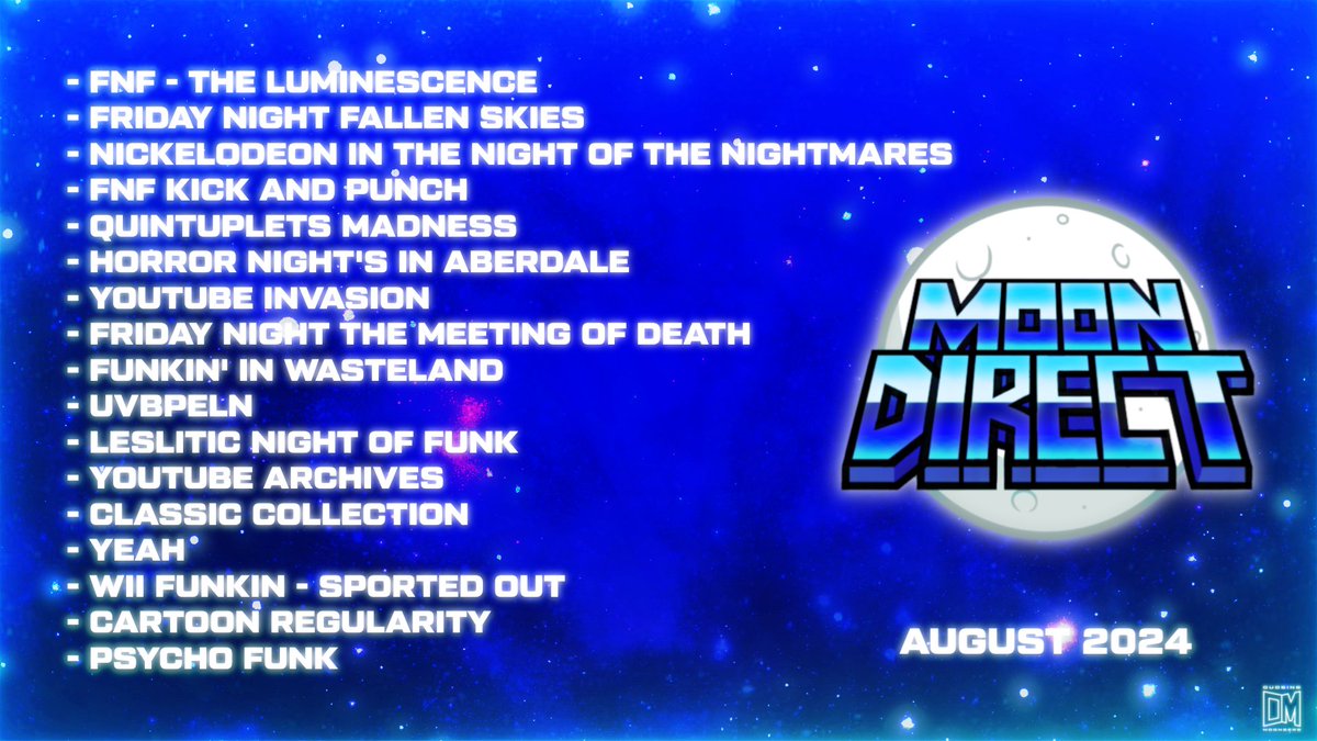 DuosinsMoonsers's tweet photo. Moon Direct - New &amp; Ultimate Mod List #FridayNightFunkin #MoonDirect #FNFMoonDirect #FNF https://t.co/RdOLNgfyIX