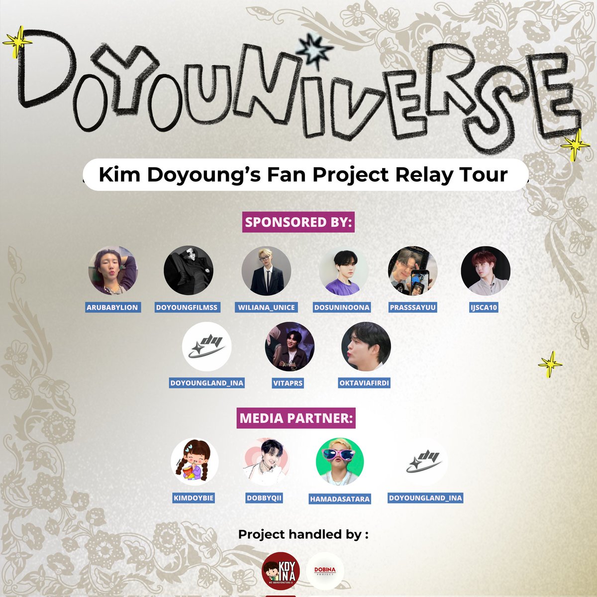 dobinaproject's tweet photo. Thanks to our sponsor &amp; media partner : 
@arubabylion @doyoungfilmss @wiliana_unice @dosuninoona @prasssayuu @ijsca10 @doyoungland_ina @vitaprs @oktaviafirdi 
–
@kimdoybie @dobbyqii @hamadasatara @doyoungland_ina 

#DOYOUNIVERSEinJKT #DOYOUNG #도영 #TREASURE #트레저 https://t.co/t0tDmIIgPs