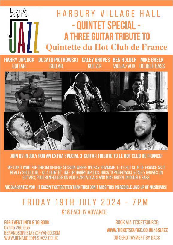 Ben Holder - That Ginger Violin Guy (@gingerviolinguy) on Twitter photo Looking forward to playing this QUINTET show in Harbury, Leamington on Friday (July 19th) 👍🎶 With <a href="/CaleyGroves/">Caley Groves</a> @HarryDiplock <a href="/MikeGreenBass/">Mike Green</a> & Ducato Piotrowski 👍🎶 #Harbury #whatsonleamington #whatsonharbury
Tickets: ticketsource.co.uk/whats-on/warwi… Looking forward to playing this QUINTET show in Harbury, Leamington on Friday (July 19th) 👍🎶 With <a href="/CaleyGroves/">Caley Groves</a> @HarryDiplock <a href="/MikeGreenBass/">Mike Green</a> & Ducato Piotrowski 👍🎶 #Harbury #whatsonleamington #whatsonharbury
Tickets: ticketsource.co.uk/whats-on/warwi…