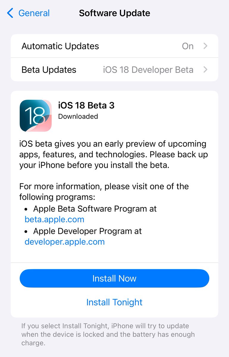 MayorOfEdoState's tweet photo. iOS 18 Beta 3 Ready for Install.
#iOS18beta3
#Apple
#iOS
#AAPL
cc @theashleyjanell https://t.co/qZsDYjtKtg