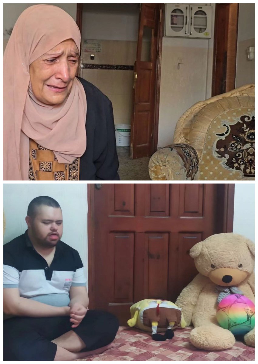 tamerqdh's tweet photo. "سيبني يا حبيبي خلص"

كانت آخر كلمات محمد البريئة بينما كان يتحسس رأس الكلب ، حينها مزق الكلب المسعور أوردته وهو يظنه يلاعبه، حبسوه الجنود الاسرائيلين في غرفة، وأقاموا حفلة صاخبة راقصة بينما الروح تنسل من جسده الغارق بدمه رويداً رويداً، وصراخ الحاجة نبيلة يشق السماء وهي تناشد الجنود أن ينقذوه بلا فائدة ... ربما انتهت آخر حركة من رقصات الجنود مع آخر ارتعاشة من يد محمد وهو يسلم الروح لخالقها !

ها أنا ذا، أسأل نفسي للمرة الألف، عن الطريقة التي ستتعافى فيها أمٌ من مشهد ترى فيه ابنها _متلازمة داون_ والكلاب المسعورة تنهش لحمه!
لقد أجبرها «محمد» أن تبقى أماً لطفل وهي تعبر السبعين من العمر، بقي ابن الـ ٢٥ عاماً وليدها المدلل، لا يضحك ��لا في وجهها، لا يشرب ويأكل إلا من يدها، لقد خافت على نفسها الموت قلقاً على مصيره بعدها .
