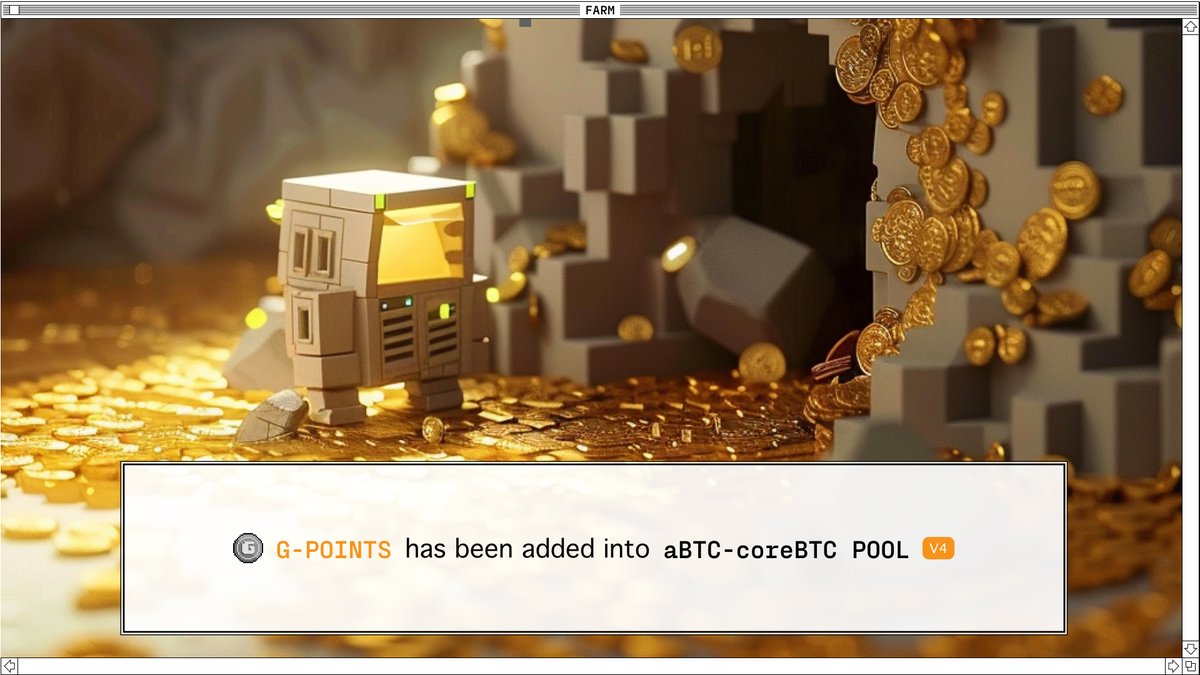 glyph_exchange's tweet photo. 🧑‍🌾 Built-in Farm #1: 

✔️ Farm 5x Spark Boost for @Coredao_Org airdrop campaign

✔️ Farm G-Point

Now you can add liquidity to $aBTC - $coreBTC pool [v4] to enjoy a 2⃣️double incentive!

IQ 500 Tips: Only in-range liquidity enjoys the G-point farming.

Enjoy farming, ggs;) https://t.co/ycmOpTUEhK