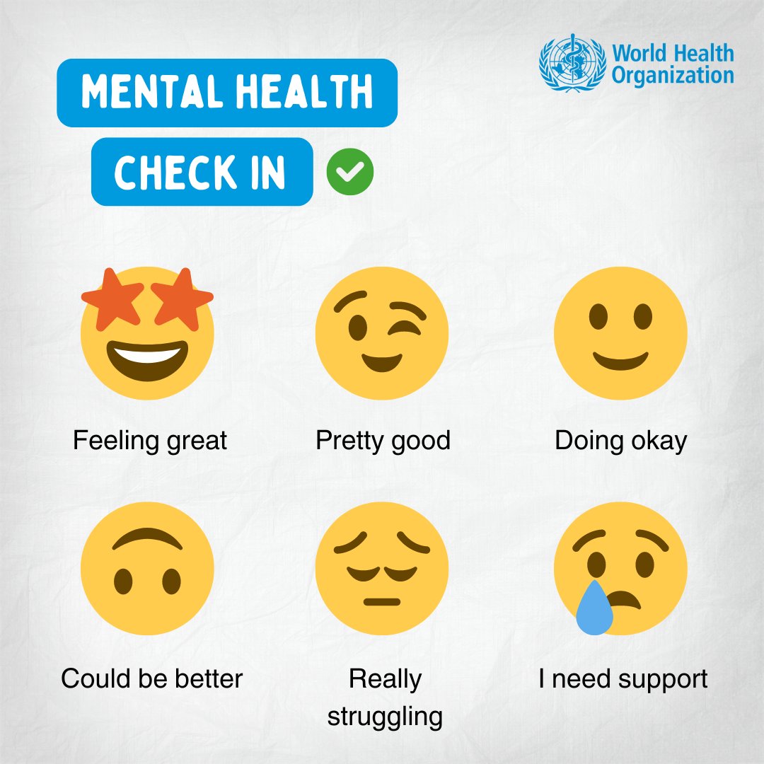 Which #emoji are you today?

🤩😉🙂🙃😔😢

Remember there’s no health without #mentalhealth. #WorldEmojiDay