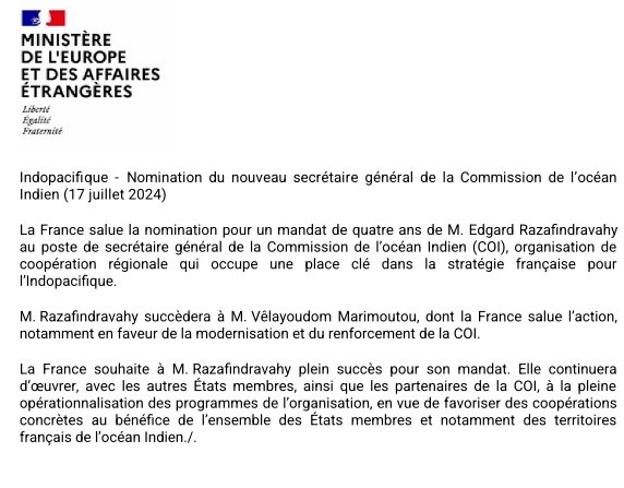 Jean Claude Brunet (@ambbrunetdcroi) on Twitter photo #CommissionOcéanIndien, Session extraordinaire du ConseilMinistres 🇰🇲🇫🇷🇲🇬🇲🇺🇸🇨<a href="/commission_coi/">Commission de l’océan Indien COI_IOC</a> <a href="/diplomatieMg/">MadagascarDiplomatie</a> <a href="/francediplo/">France Diplomatie 🇫🇷🇪🇺</a> ➡️ Communiqué 🇫🇷 #CommissionOcéanIndien, Session extraordinaire du ConseilMinistres 🇰🇲🇫🇷🇲🇬🇲🇺🇸🇨<a href="/commission_coi/">Commission de l’océan Indien COI_IOC</a> <a href="/diplomatieMg/">MadagascarDiplomatie</a> <a href="/francediplo/">France Diplomatie 🇫🇷🇪🇺</a> ➡️ Communiqué 🇫🇷