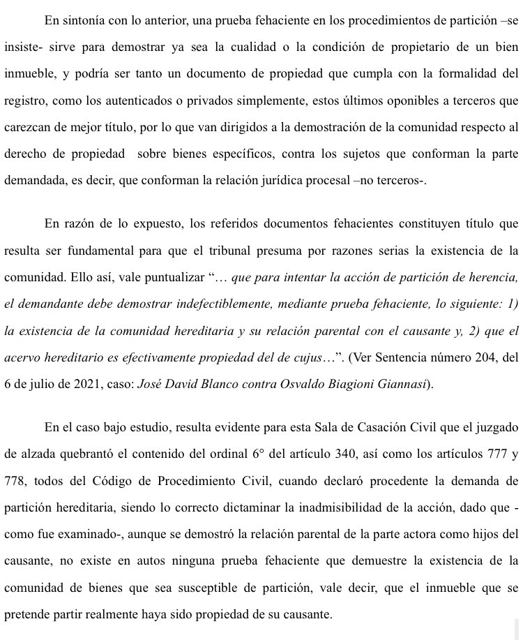 SALVADORBENAIM's tweet photo. Esto no es exactamente lo que dijo la sentencia de la SCC. La Sala se refiere a la prueba documental que acredita: 1 condición de heredero. 2. Propiedad del causante, en el proceso de partición de comunidad hereditaria. Aquí les dejo el link y extracto.

https://t.co/AysHfIkVa4 https://t.co/8NrqNFTYTH