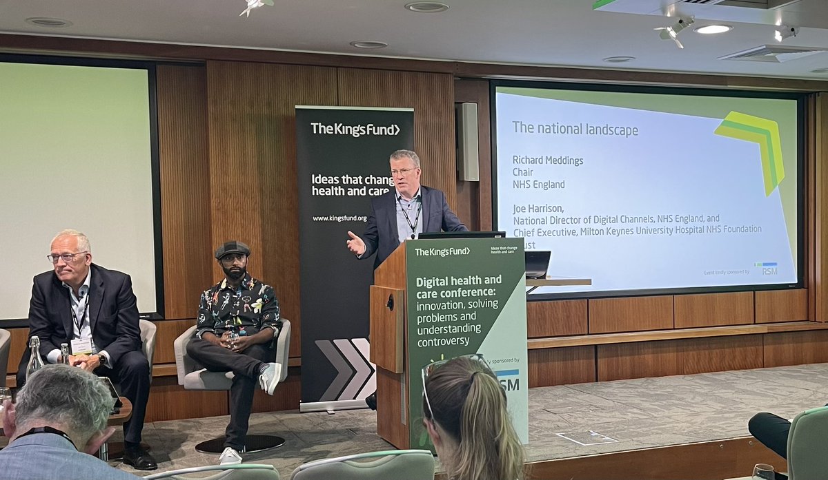 Zoe Abrams (@zabrams) on Twitter photo Some big hitters speaking at <a href="/TheKingsFund/">The King's Fund</a> Digital Health & Care Conference this morning - here <a href="/NHSEngland/">NHS England</a> chair Richard Meddings and KF research fellow Pritesh Mistry listen to NHS Digital Director Joe Harrison enthuse about the potential of the NHS app #DigitalTransformation Some big hitters speaking at <a href="/TheKingsFund/">The King's Fund</a> Digital Health & Care Conference this morning - here <a href="/NHSEngland/">NHS England</a> chair Richard Meddings and KF research fellow Pritesh Mistry listen to NHS Digital Director Joe Harrison enthuse about the potential of the NHS app #DigitalTransformation