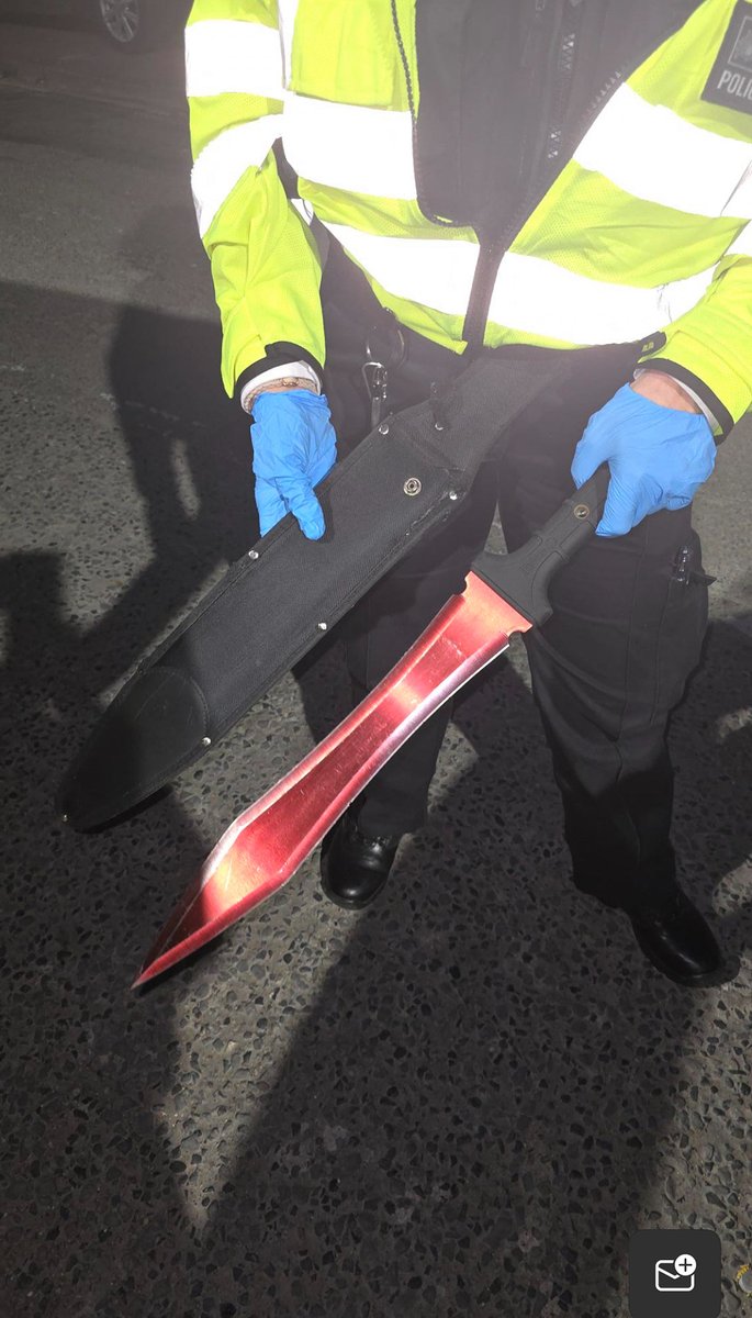 MPSGreenwich's tweet image. During the Euro Final deployment in Woolwich, officers managed a large crowd and detained two males, one found with a machete. Great teamwork ensured safety during the event. #PoliceWork #Euros2024