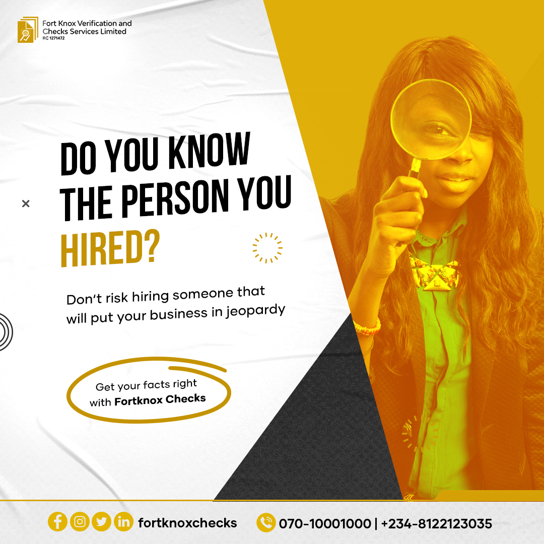 FortKnox_Checks's tweet photo. Sometimes it's not fair to judge a book by its cover.
With the help of our thorough background checks with Fortknox Checks, you can learn the real story about your possible hires.
#backgroundchecks #approved #backgroundchecksnow Japa Ooni Salary https://t.co/irsHZMbyAe