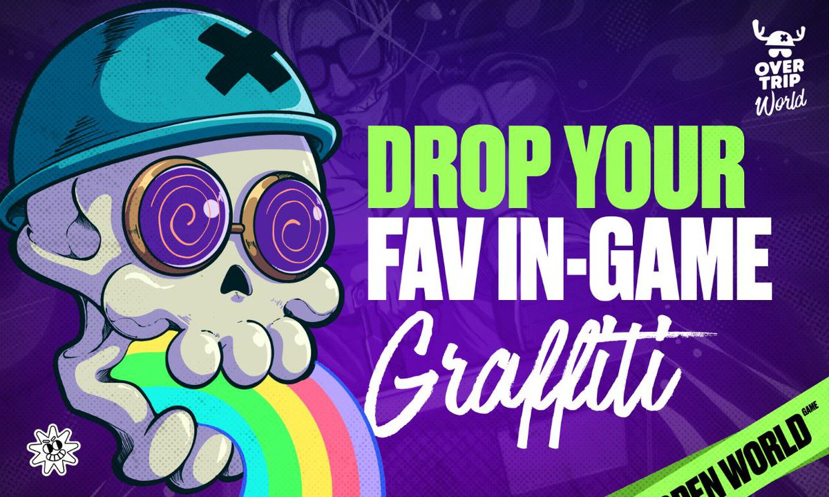 PlayOverTrip's tweet photo. OverTrip™ is littered with Graffiti 🌇 

💥 Join our P2A game! Link below. 
💥 Find your favourite piece of street art. 
💥 Snap a pic, and drop it in the comments.   

Let's see what kind of chaos you can uncover!   

10 $TRIP-py Token Packs for the most creative entries 🎁 

PS - Ends in 48 hours! ⏳