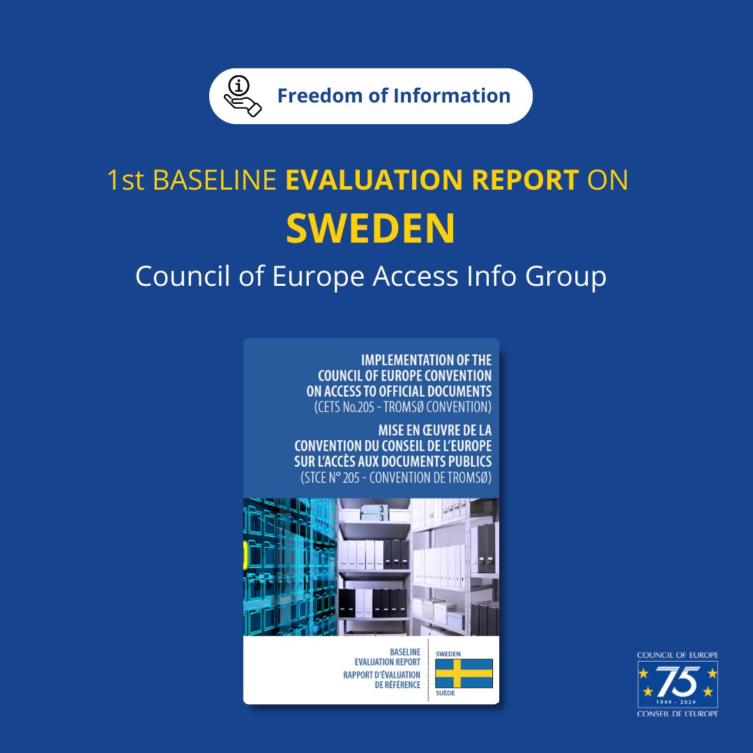 CoE_RuleofLaw's tweet photo. #RightofAccess to official documents guaranteed in Sweden’s 🇸🇪 Freedom of the Press Act according to the experts of @CoE Tromsø Treaty on Access to Official Documents; certain aspects concerning limitations of #RightofAccess call for consideration. 
More: https://t.co/fScvmcgQUX https://t.co/tXALjw7oti