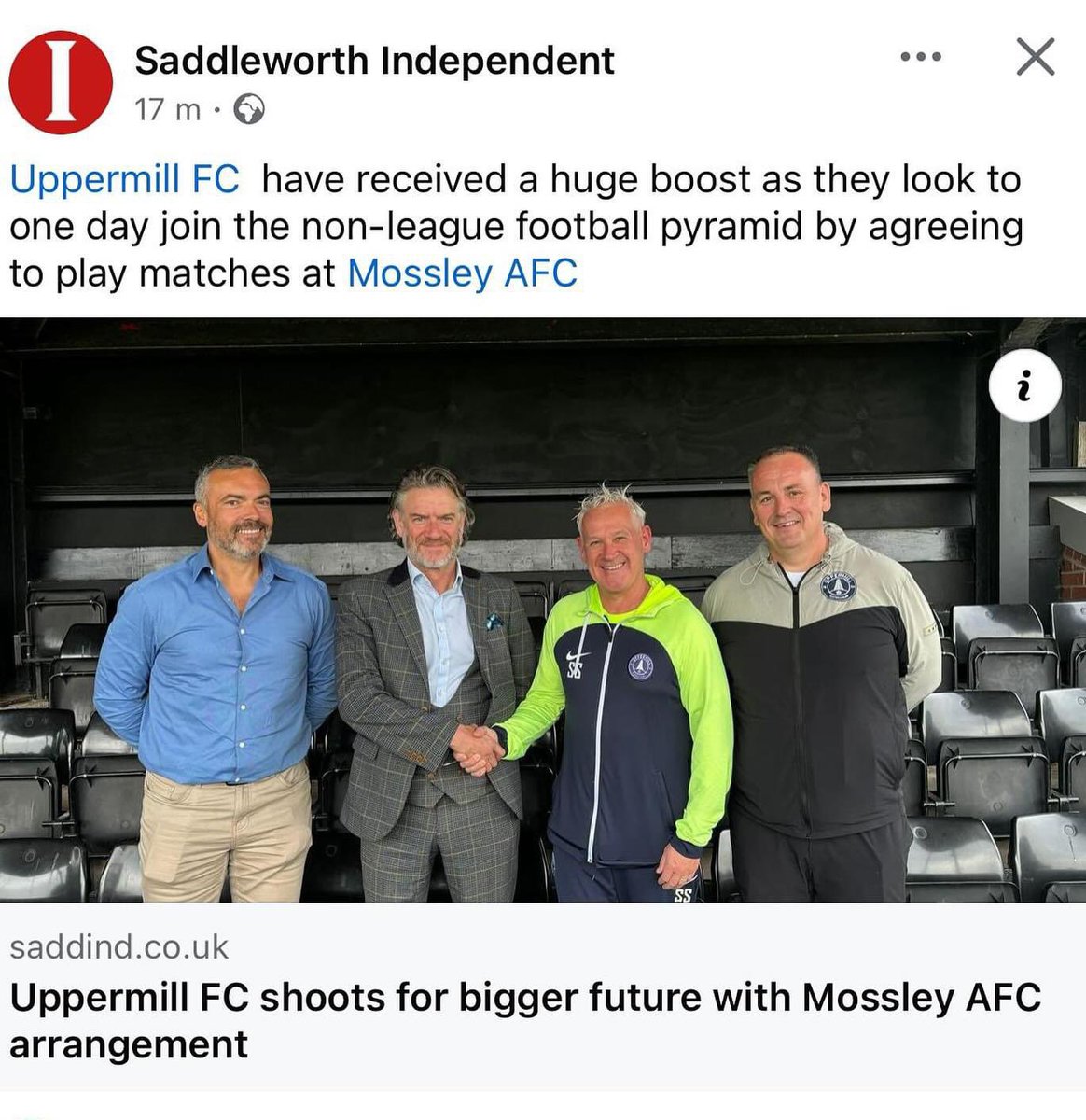 Uppermill FC (@uppermill_fc) on Twitter photo Uppermill FC are in the news.๐๐ผ๐๏ธ
We are delighted to announce our innovative ground sharing arrangements with our close and senior neighbours <a href="/MossleyAFC/">Mossley AFC</a> ๐ค๐ผ
This is another huge step forward for Uppermill FC ๐โฝ๏ธ๐ค Uppermill FC are in the news.๐๐ผ๐๏ธ
We are delighted to announce our innovative ground sharing arrangements with our close and senior neighbours <a href="/MossleyAFC/">Mossley AFC</a> ๐ค๐ผ
This is another huge step forward for Uppermill FC ๐โฝ๏ธ๐ค