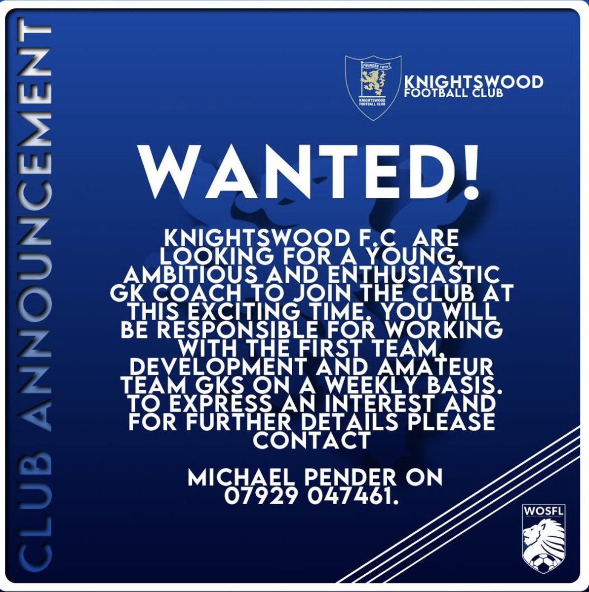 KWosfl9673's tweet photo. Anyone interested in a Goalie coach role with the club, please contact @mikeyp74 for further details. 

@pieandbov
@OfficialWoSFL
@GroundhopScot
@ftsc0res
@TheJuniorPuffer
@scotfootfixs
@KWosfl9673
@SMMediaEnt
@WOSLFootball4 https://t.co/rdVswTEhkl