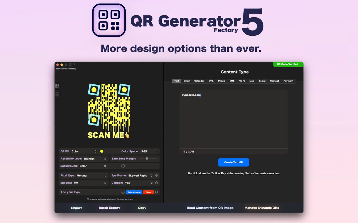 Runecats's tweet photo. Whatever your style create a QR to match with QR Generator Factory 5!

#Designer #GraphicDesign #AppleMediaWeek #PrimeDay #MacApp https://t.co/Wp6sZlSeGC