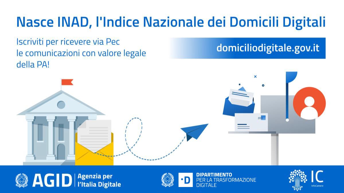 InnovazioneGov's tweet photo. 🔵 📢 INAD - Indice Nazionale dei Domicili Digitali

Con #INAD i cittadini possono eleggere il proprio domicilio digitale, indicando un indirizzo PEC dove ricevere tutte le comunicazioni ufficiali della Pubblica Amministrazione.
🔎 Scopri di più 
https://t.co/du3fFGVGCs https://t.co/jqzb0ngqgN