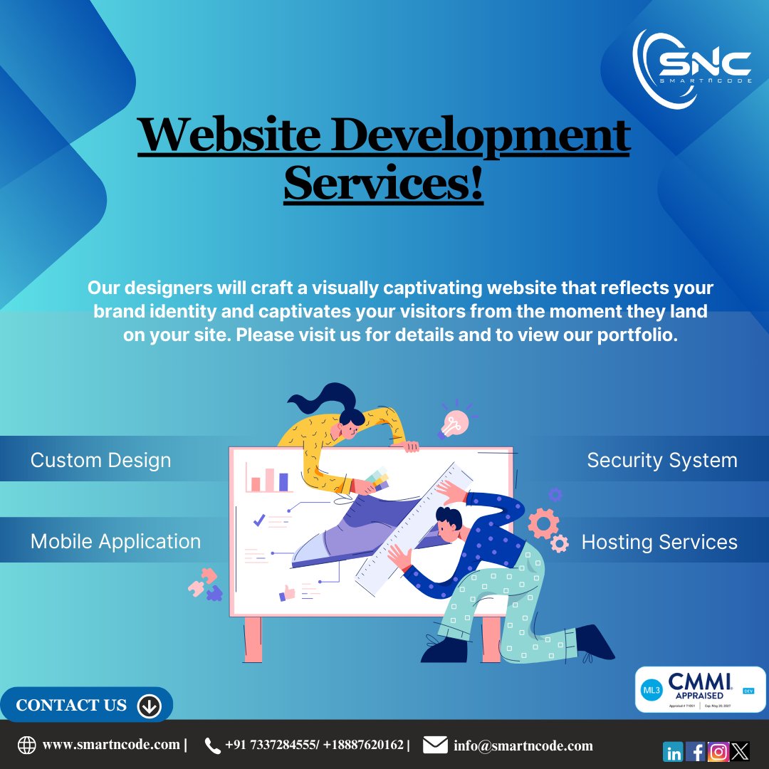 smartncode's tweet photo. Discover tailored web solutions with SMARTnCODE! From robust security systems to seamless mobile app integration and reliable hosting services, elevate your online presence today! 
 Website: https://t.co/0N9kUK1idp
 #WebDevelopment #Security #MobileApps  #webdesign #smartncode https://t.co/YPEyHOMgNt