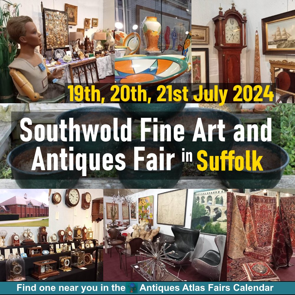 antiques_atlas's tweet photo. 19th - 21st July Lomax Summer Southwold Antiques Fair  https://t.co/YcLWSCRQ6l Stand-fitted indoor fair. Click link👆 for more details  Lomax Antiques Fairs #Suffolk
@LomaxFairs
@StFelixSch
#antiques #antiquefair #antiquesfair #antique #fairsdiary #collectorfair #fineartfair https://t.co/kKku36hKs6
