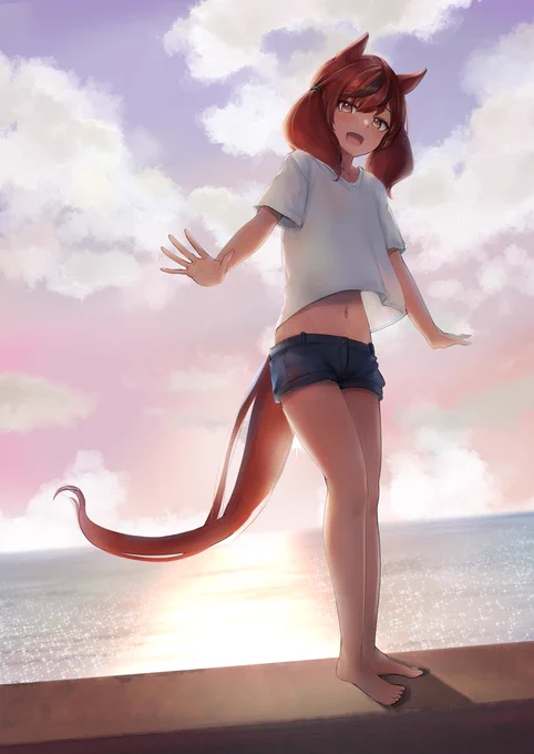 ネイチャと過ごす夏の海(妄想)#ウマ娘#C104 こちら夏コミ本の表紙になります!タイトルは後日 