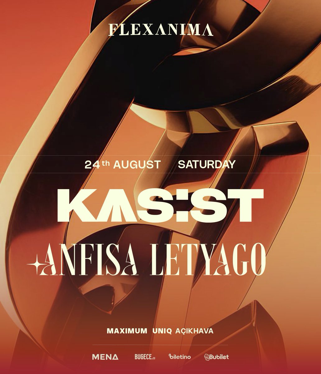 flexanimamusic's tweet photo. KAS:ST and Anfisa Letyago are on the MAXIMUM UNIQ OPEN AİR Stage with Flexanima Presentation!
On this special night, you will have an unforgettable experience with the magnificent performances of KAS:ST and Anfisa Letyago.
#flexanima #kasst #anfisaletyago https://t.co/bFJdZcxT7H