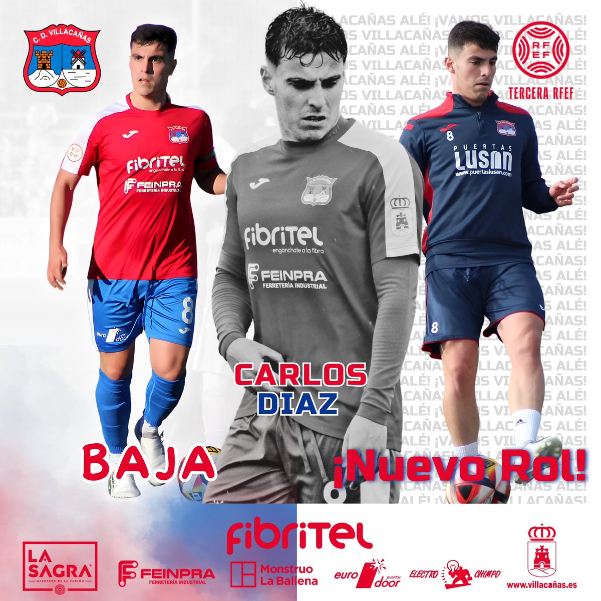 BAJA❌/NUEVO ROL 🔄

Hoy tenemos una noticia importante.
Carlos Díaz-Alejo, nuestro mediocentro villacañero, uno de los capitanes, quien ha sido una figura fundamental en el equipo durante las últimas 7 temporadas,no podrá formar parte de nuestra plantilla por motivos laborales.