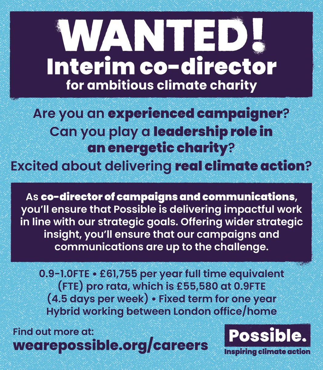 🚨 BIG OPPORTUNITY 🚨 

We are looking for an interim co-director to help us deliver our most impactful work!

Apply here 👇or share with your network 🌐