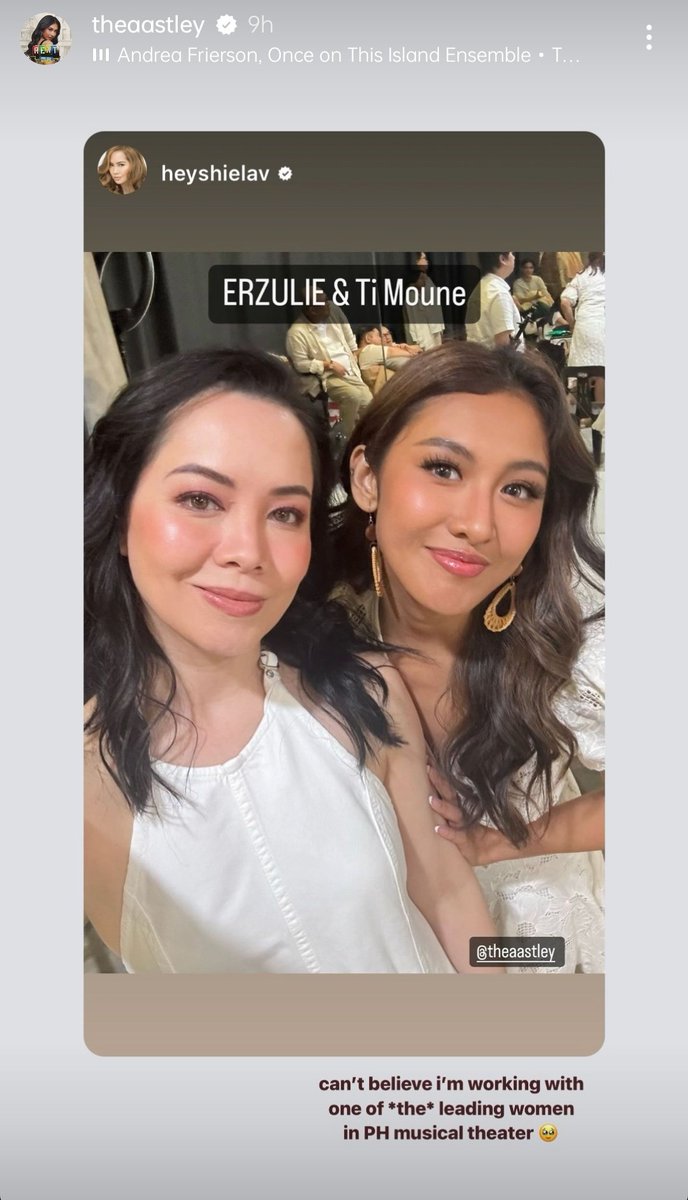 TheATeamOfcl's tweet photo. Ms. Shiela and Thea 🥹🫶

The very talented ladies of Philippine Theater.

#TheaAstley #OnceOnThisIsland https://t.co/Jgzey8tLjt
