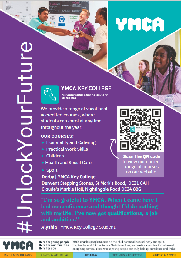 YADerby's tweet image. Are you 16-18 (or 16-24 with an EHCP) ?
Check out these opportunities from @YMCAderbyshire Key College in Sports and Fitness, Hospitality, Childcare and many more!
For more information visit: keycollege.co.uk

#derbycity #education #training #development