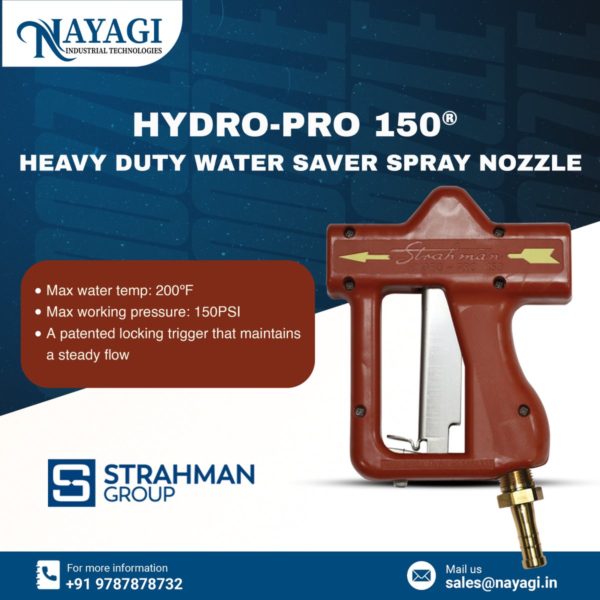 NayagiIndustry's tweet photo. The Hydro-Pro 150® spray nozzle is constructed with a stainless-steel housing for strength and durability, yet this solid, water saver nozzle weighs less than 2 lbs.
#HydroPro150 #WaterSaver #HydroPro150Spraynozzle #Spraynozzle #industrialproducts #Suppliers #strahman https://t.co/rOqa6lTSCd