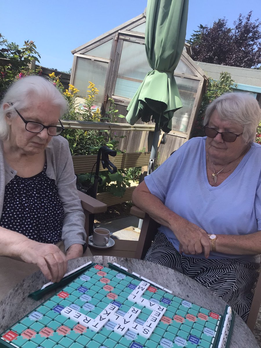 Scrabble in the garden. Beautiful <a href="/AnchorLaterLife/">Anchor</a> #scrabble #carehomeactivities
