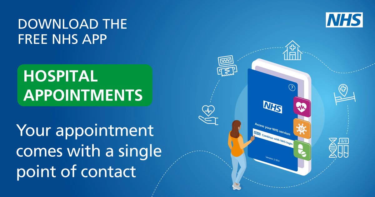 Current specialties available in the NHS App include:
🔵Gastroenterology
🟢Respiratory Medicine
🔵General Medicine
🟢Hepatology
🔵Gynaecology
🟢Cardiology
🔵Rheumatology
🟢Pain Management
🔵ENT
🟢General Surgery

Download the NHS App and take control of your healthcare! 📲✨