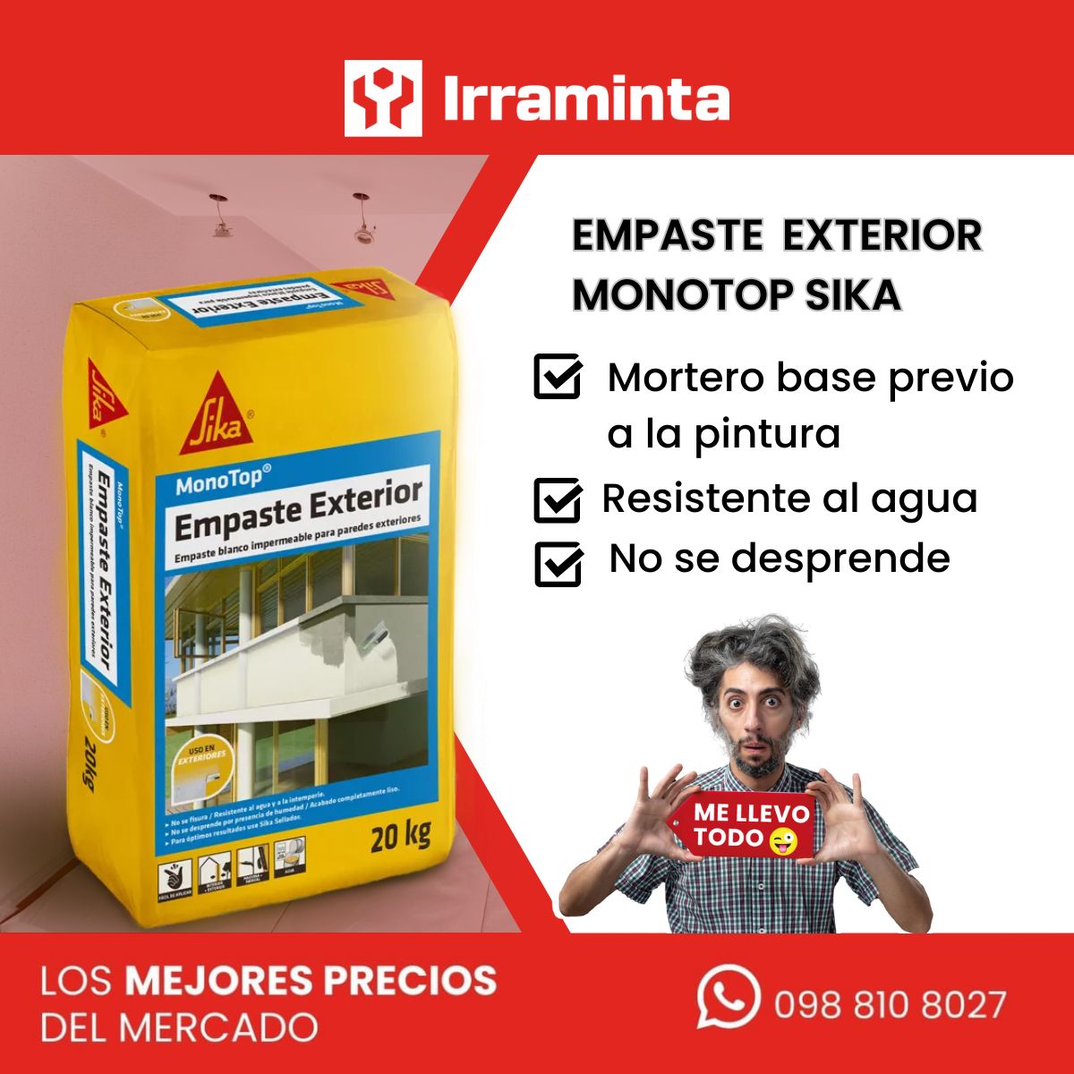 irramintaec's tweet photo. #ProductoTop Sika MonoTop® Empaste Exterior ✅ Distribuimos este mortero base para la regularización de superficies exteriores previo a la aplicación de pinturas.
#Guayaquil #URGENTE #Irraminta #sika #empaste #pintura #MaterialesDeConstruccion https://t.co/0752MdrFJY