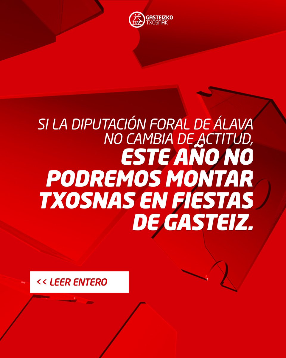.
🟥🟥🟥🟥🟥🟥🟥🟥🟥
Txosnagunea ARRISKUAN!!
🟥🟥🟥🟥🟥🟥🟥🟥🟥
.
#GasteizkoTxosnak #Arriskuan #Gasteiz #Entxosnatu