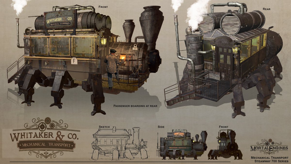 jackreeves996's tweet photo. Some personal work I've been creating over the last couple of weeks. I love the idea of these mech caravans, and thought they'd fit nicely into the world of Mortal Engines - loved the books as a kid and its a super fun world to explore! 

#conceptart #2dart https://t.co/webovg0ryq