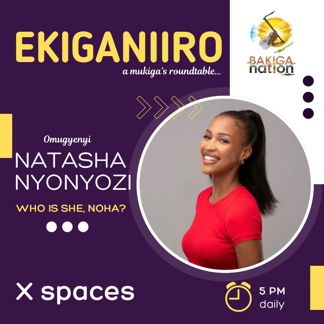 ekiganiiro's tweet photo. Our Queen Ms @natashanyonyozi will be speaking to us this evening at 5pm! 

Dont miss! 

#EkiganiiroLive 
#RukundoEgumeho https://t.co/uIzL8lGtpP