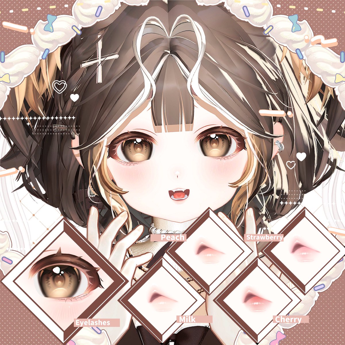 Gyeom_S2_S2's tweet photo. #VRChat #RT #o_x_shop

[Papillon] Cookie ~ Make up Texture + Eye Texture ~

かわいい子犬のパピヨンちゃんのメイクと4種の目のテクスチャーパックを割引販売中です!🍪💛

🎁 50RPにつき1名様にその商品をプレゼントいたします！

🔗 : https://t.co/zZAFfk1zYj
🔗 : https://t.co/zZAFfk1zYj https://t.co/6tznWeJq2P