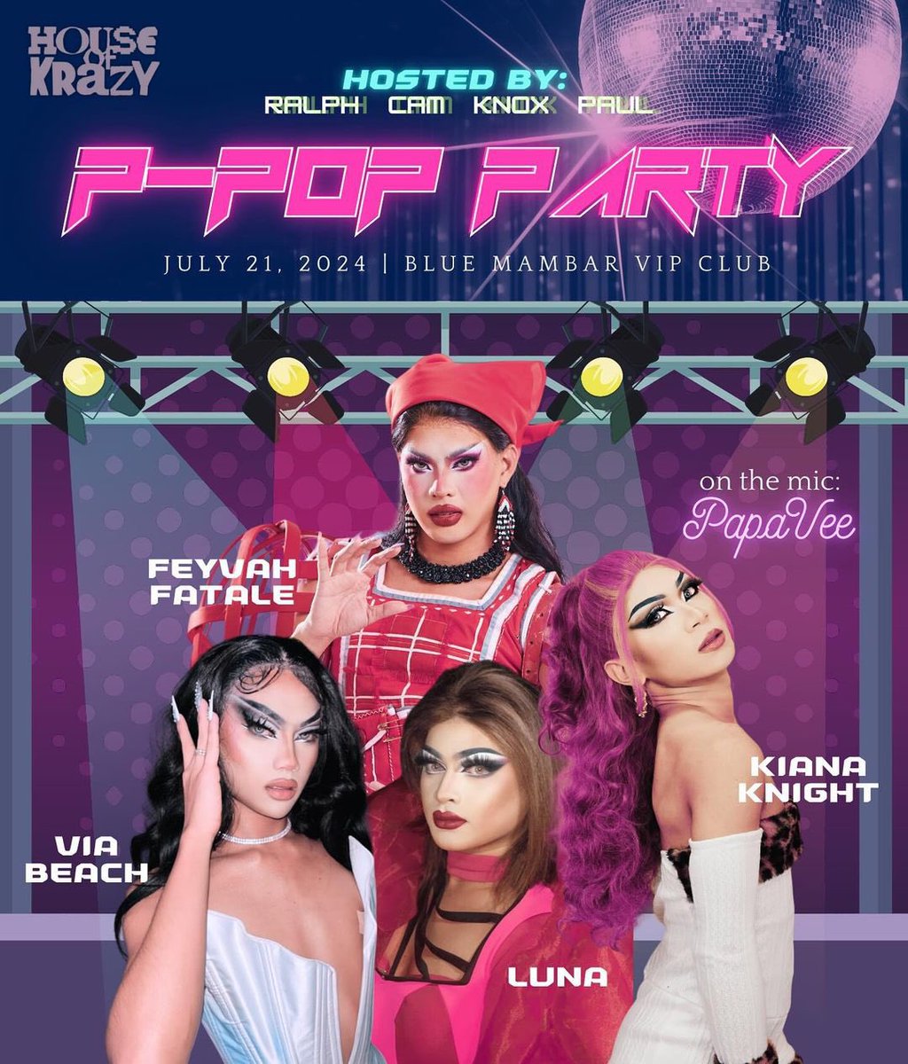 teamfeyvah's tweet photo. ⚔️P-Pop Party
👸🏻@XfeyvahfataleX , Beach Via, Kiana Knight, Luna
📆 Sunday, July 21; 9 Pm till late
🎟️ For tickets and table reservations, DM @/clibmambar on IG
📍 Club Mambar VIP Club https://t.co/nGHTuGPAC6