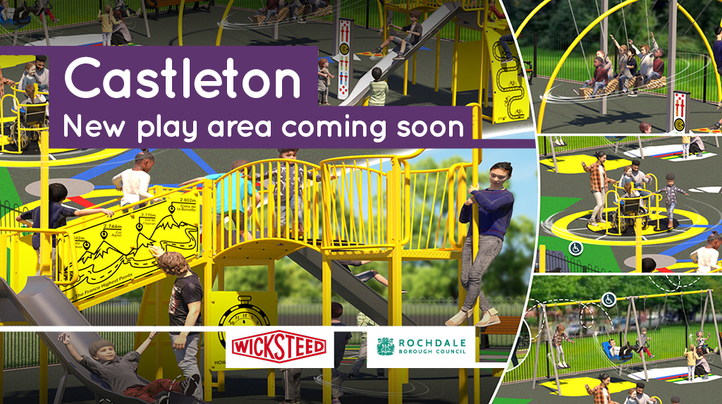 RochdaleCouncil's tweet photo. Wheels are in motion to bring an exciting bespoke play area to Castleton, which will see bicycle-themed vibrant floor graphics and multiple play features for younger children.

Read all about what's coming here: https://t.co/UsnNzfz6yG https://t.co/wE8T3YG1vB